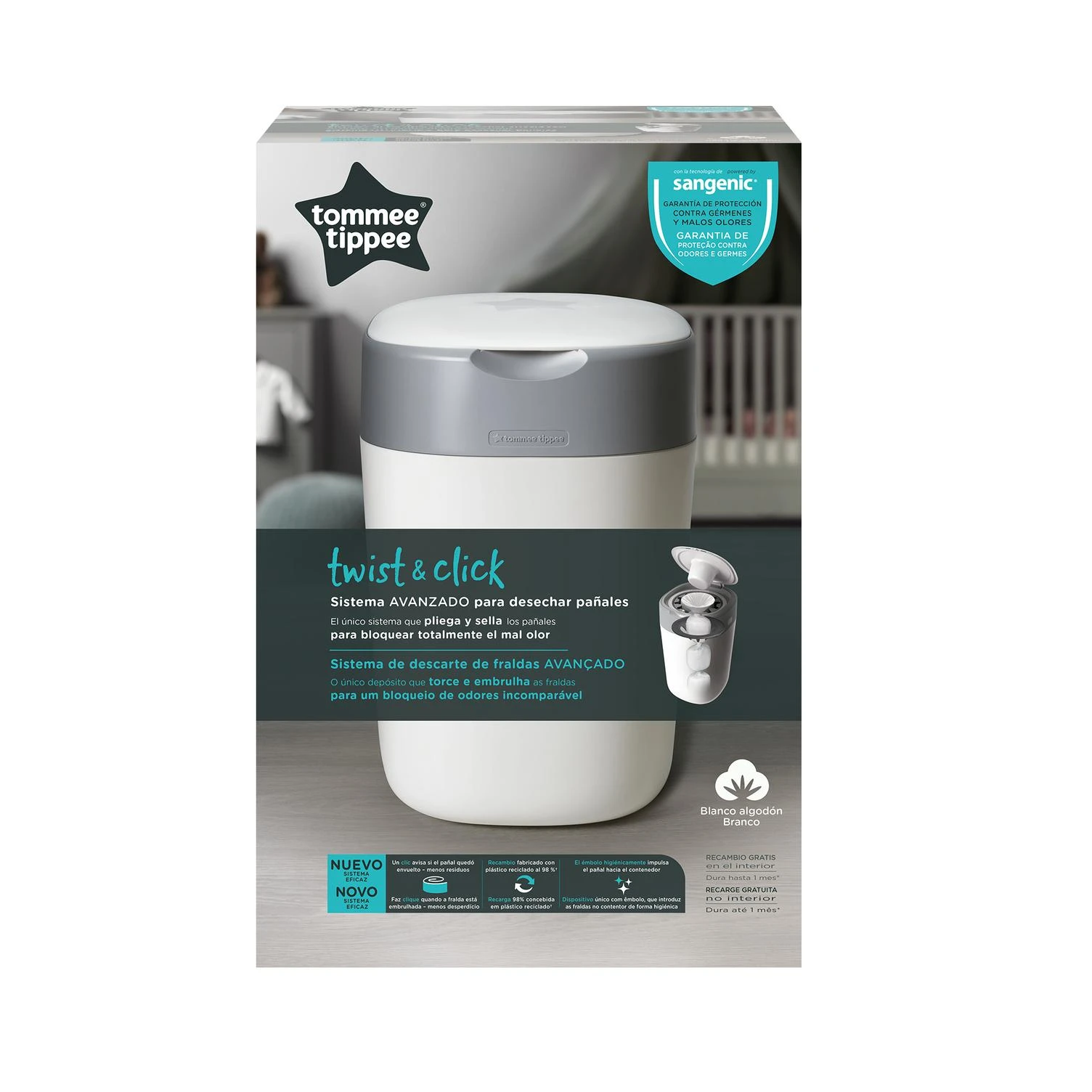 TOMMEE TIPPEE konteineris sauskelnėms Sangenic Twist&Click, baltas, 85100102