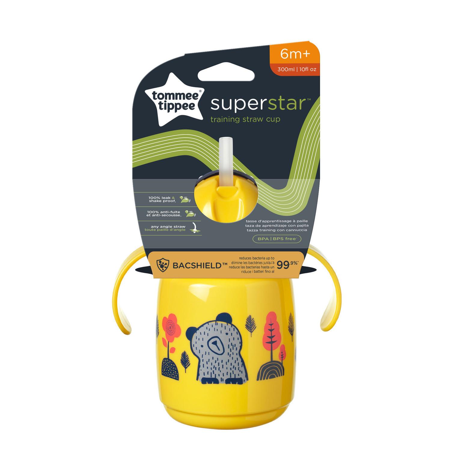 TOMMEE TIPPEE mokomasis puodelis su šiaudeliu, 6mėn+, 300ml, yellow, 447831