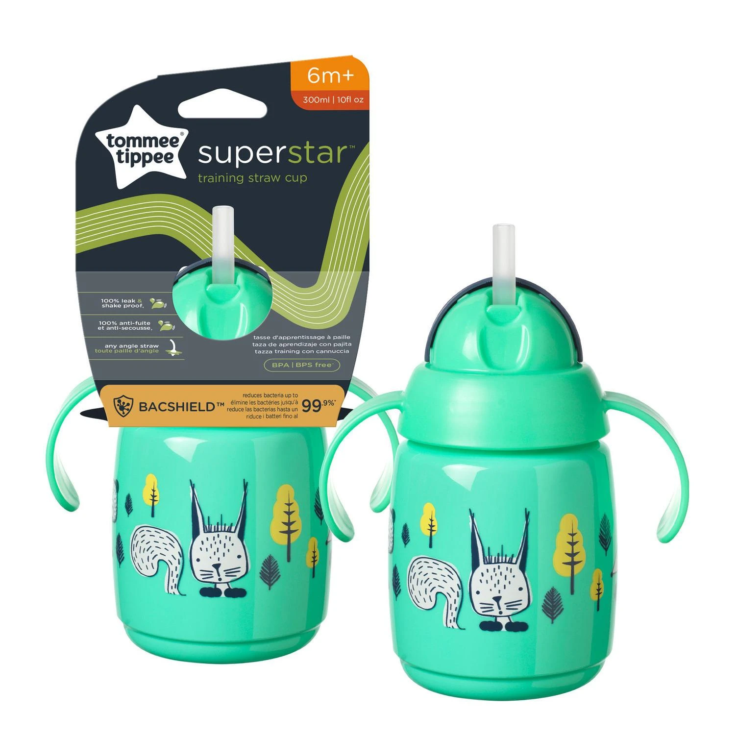 TOMMEE TIPPEE 300 ml 7+ mėn. mokomasis puodelis su šiaudeliu, žalias aprašymas - Prekės nuotrauka