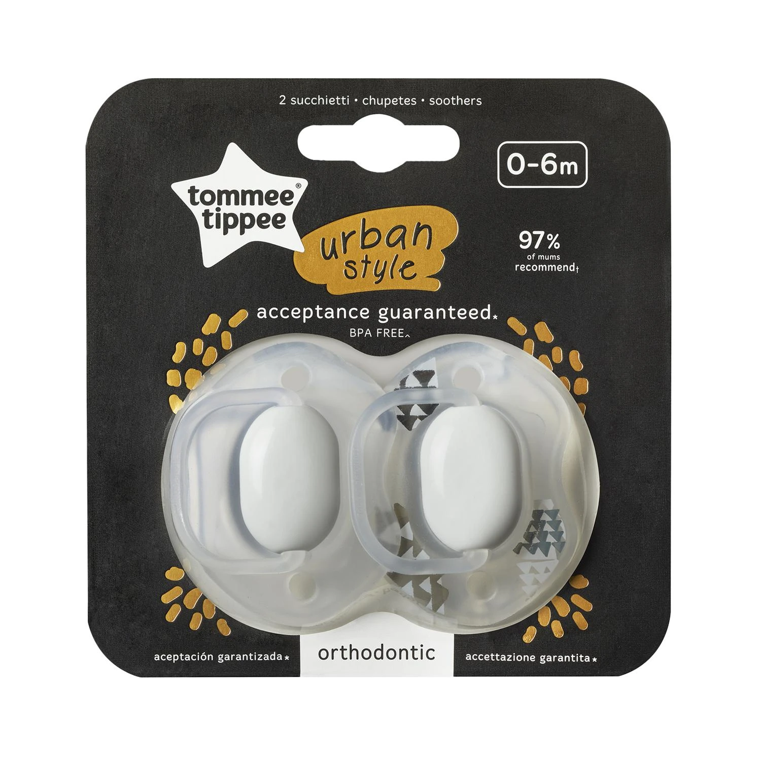 TOMMEE TIPPEE ortodontiniai čiulptukai Urban Style 0-6m, 2vnt., 43341865