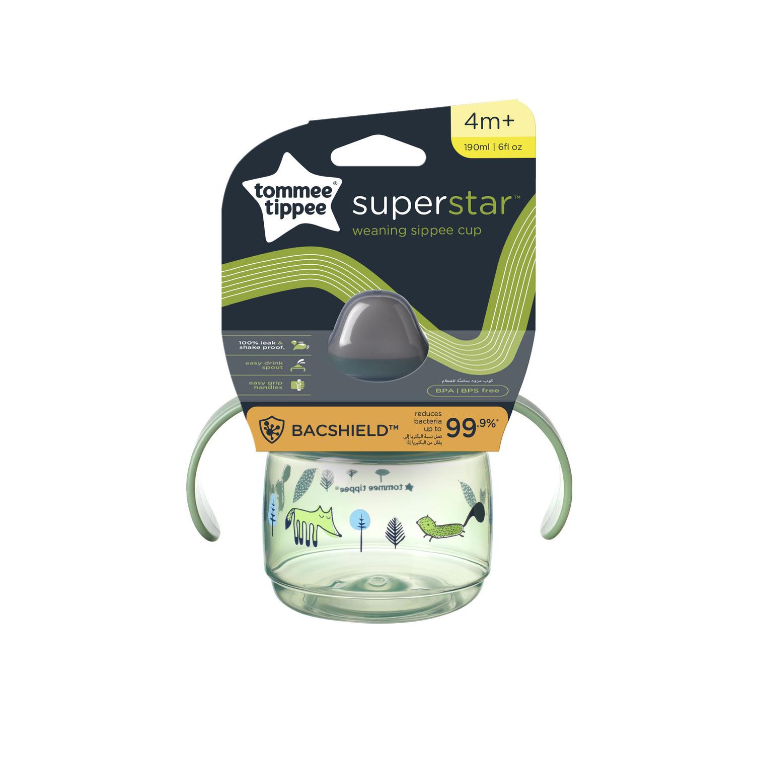 Gertuvė TOMMEE TIPPEE puodelis WEANING SIPPEE, 4 m+, 190ml, žalias, 44780301