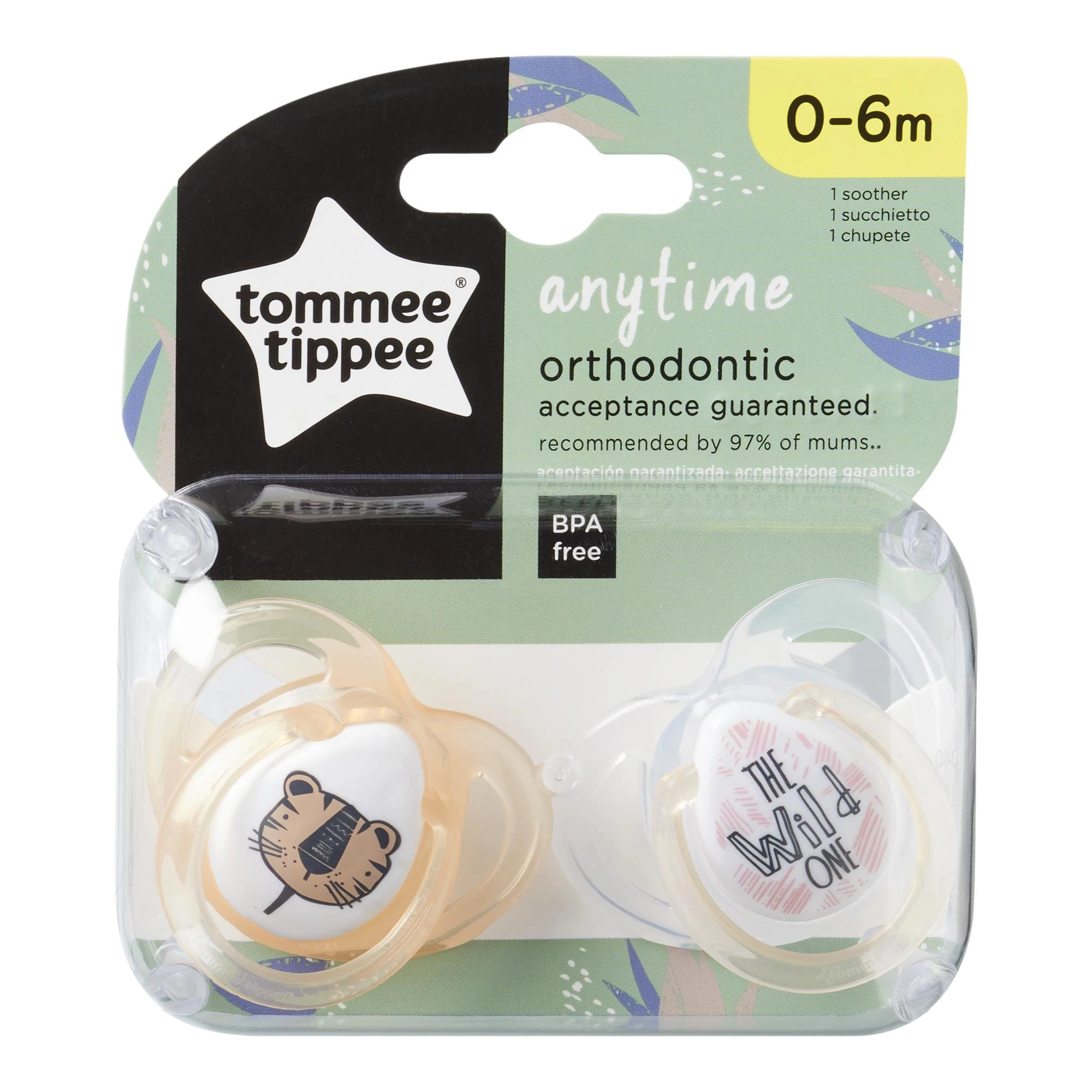 TOMMEE TIPPEE silikoniniai čiulptukai ANYTIME, 2 vnt., 0-6 mėn., 433649