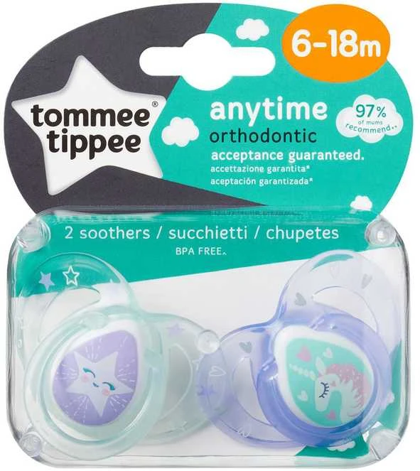 TOMMEE TIPPEE silikoniniai čiulptukai ANYTIME, 2 vnt., 6-18 mėn., 43354499