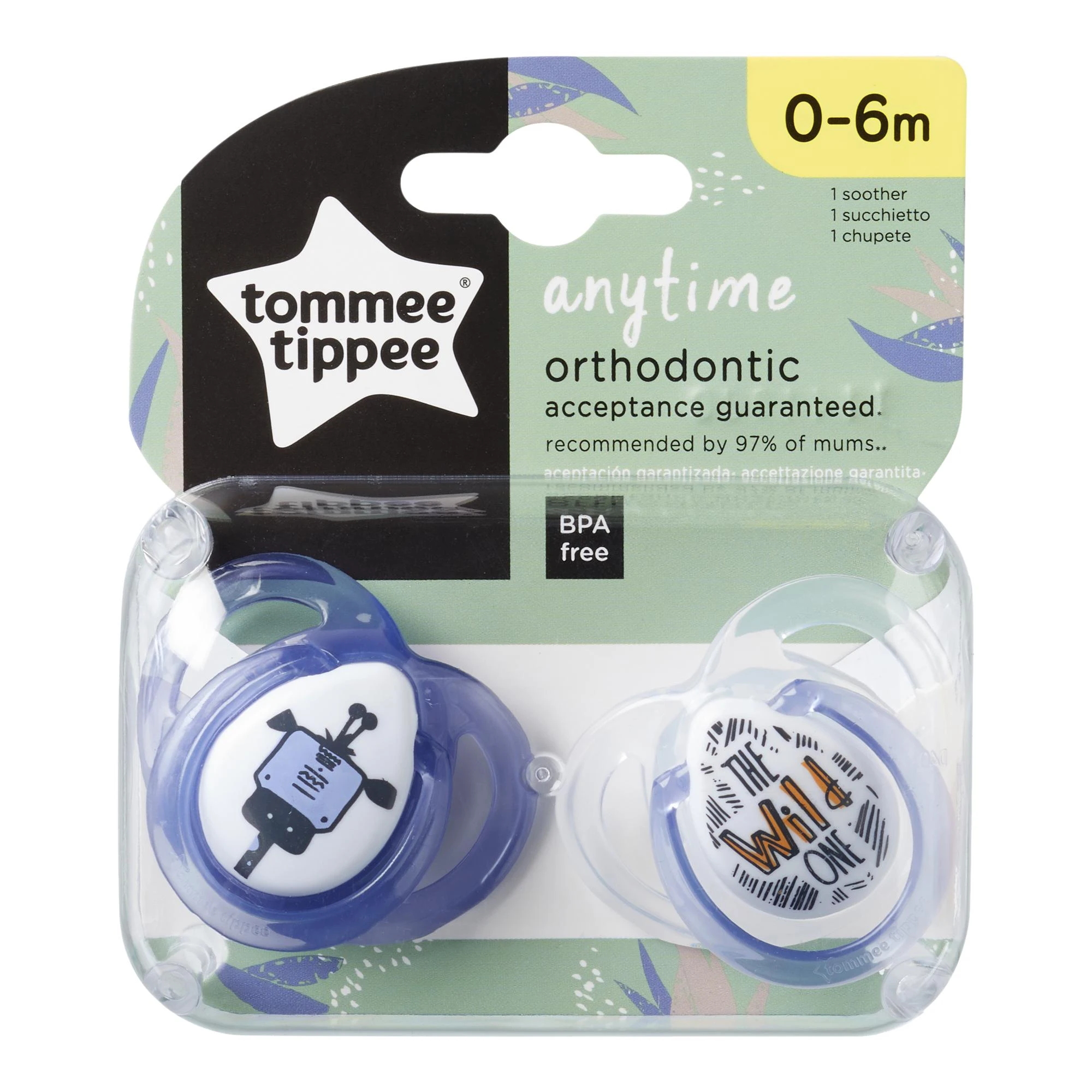 TOMMEE TIPPEE silikoniniai čiulptukai ANYTIME, 2 vnt., 0-6 mėn., 433649