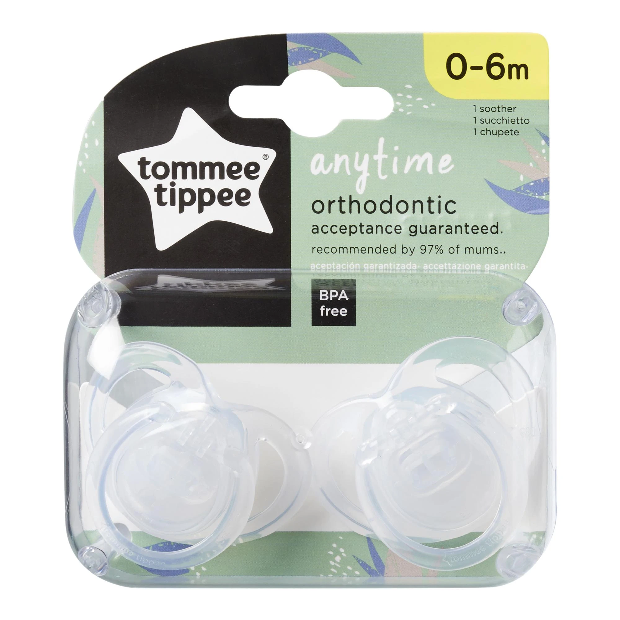 TOMMEE TIPPEE silikoniniai čiulptukai ANYTIME, 2 vnt., 0-6 mėn., 433649