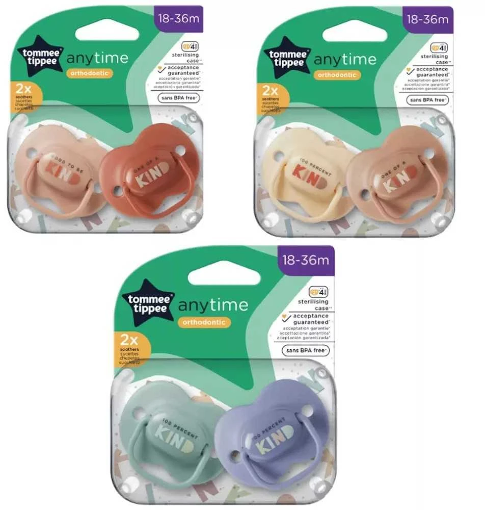 TOMMEE TIPPEE silikoniniai ortodontiniai čiulptukai ANYTIME, 18-36 m., 2 vnt., 433658