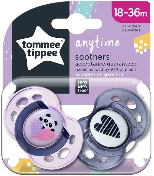 TOMMEE TIPPEE silikoniniai ortodontiniai čiulptukai ANYTIME, 18-36 m., 2 vnt., 43348699 aprašymas - Prekės nuotrauka