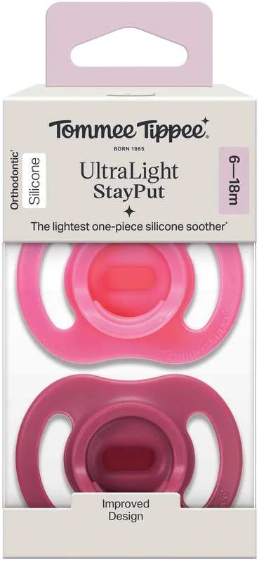 TOMMEE TIPPEE silikoninis čiulptukas, ULTRA-LIGHT 6-18M, 2 vnt, 433595