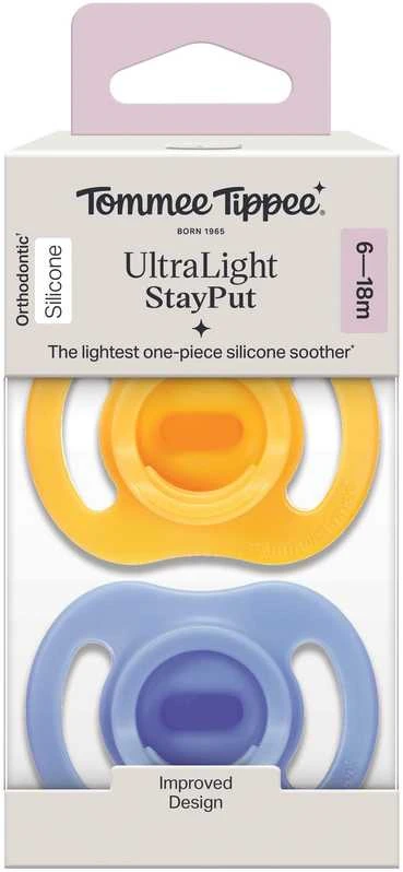 TOMMEE TIPPEE silikoninis čiulptukas, ULTRA-LIGHT 6-18M, 2 vnt, 433595