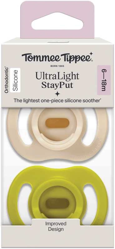 TOMMEE TIPPEE silikoninis čiulptukas, ULTRA-LIGHT 6-18M, 2 vnt, 433595