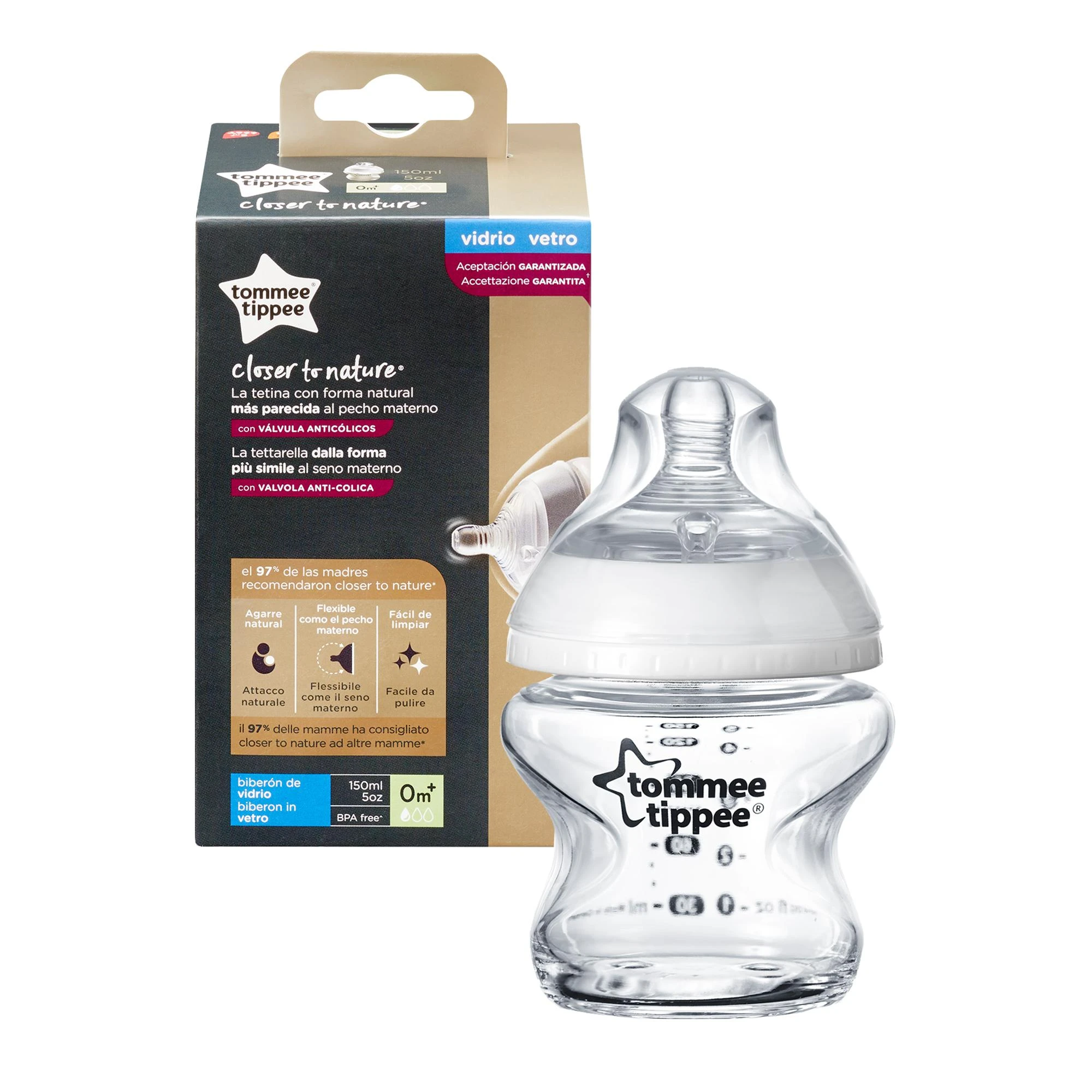 TOMMEE TIPPEE stiklinis buteliukas CTN 150ml 0m+ 42243777