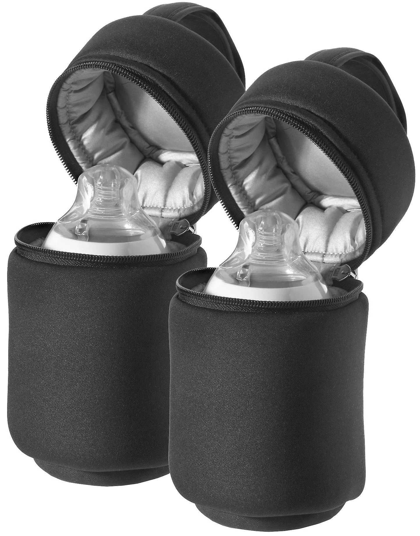 Dvi atidarytos Tommee Tippee termopakuotės su buteliukais