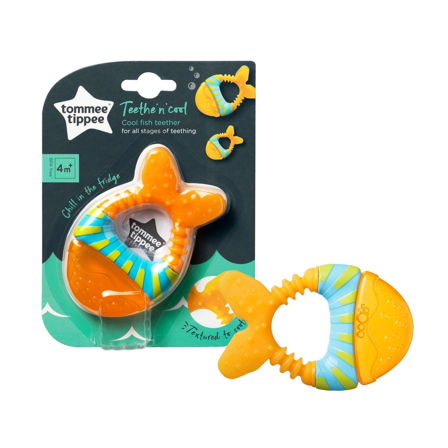 TOMMEE TIPPEE vandeniu užpildytas kramtukas, fish, 4 mėn+, 436472