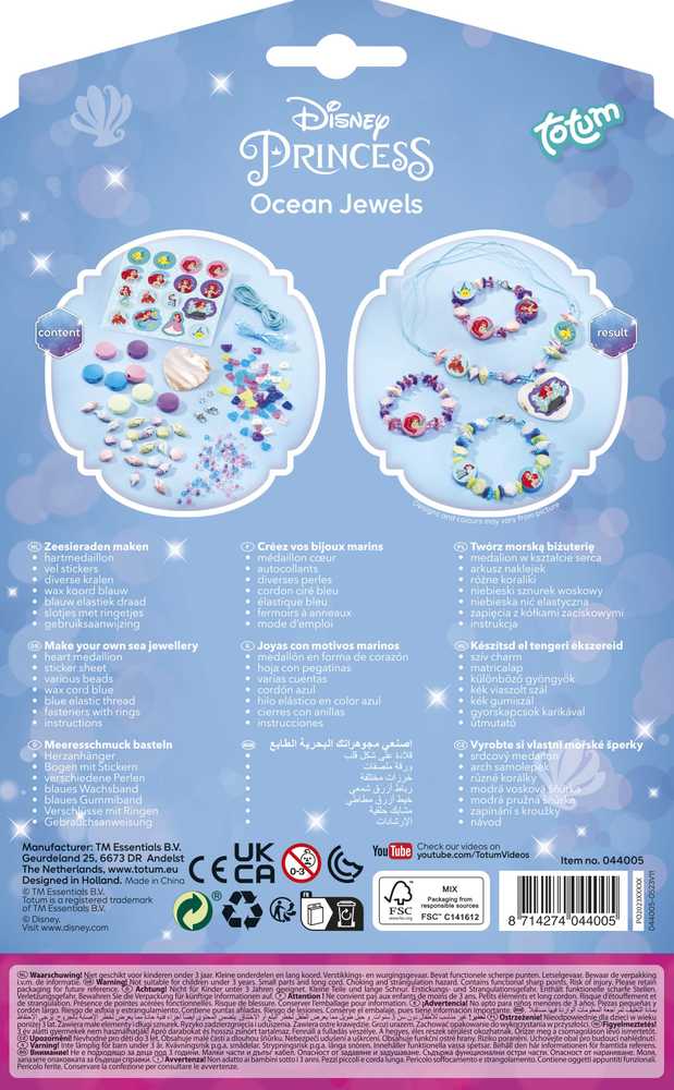 Senti TOTUM Disney Princess kūrybinis rinkinys Ocean Jewels, 044005