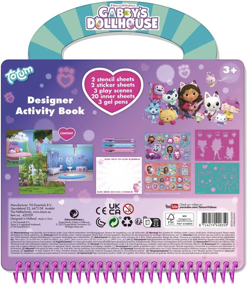 TOTUM GABBY'S DOLLHOUSE Dizainerio veiklos knyga, 420359