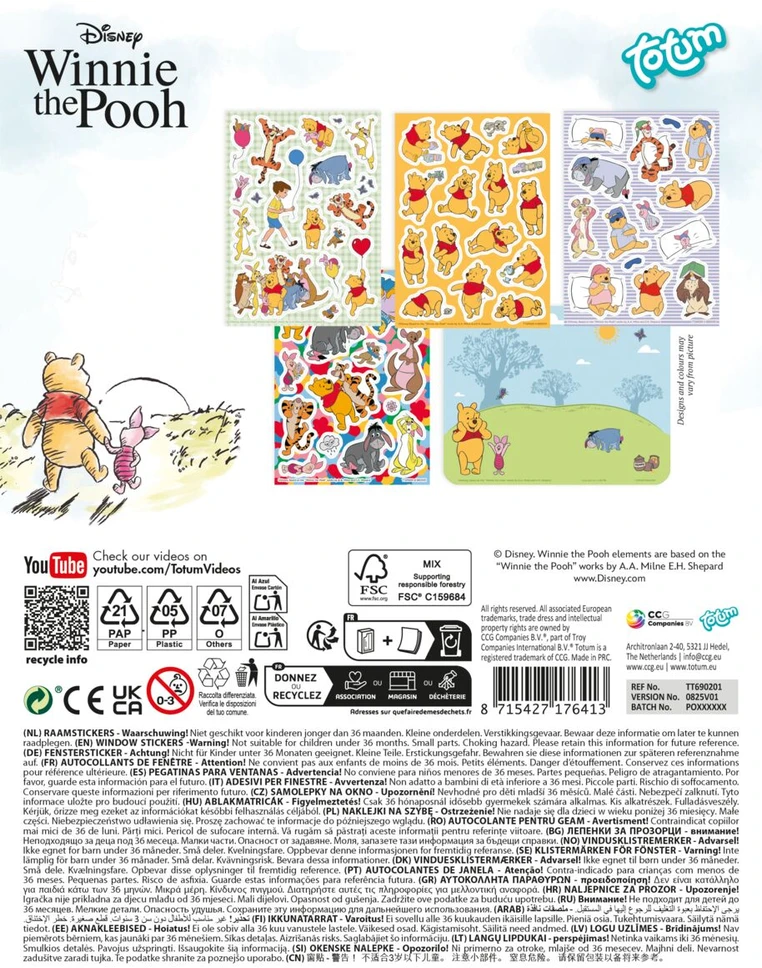 TOTUM WINNIE THE POOH langų lipdukai, TT690201