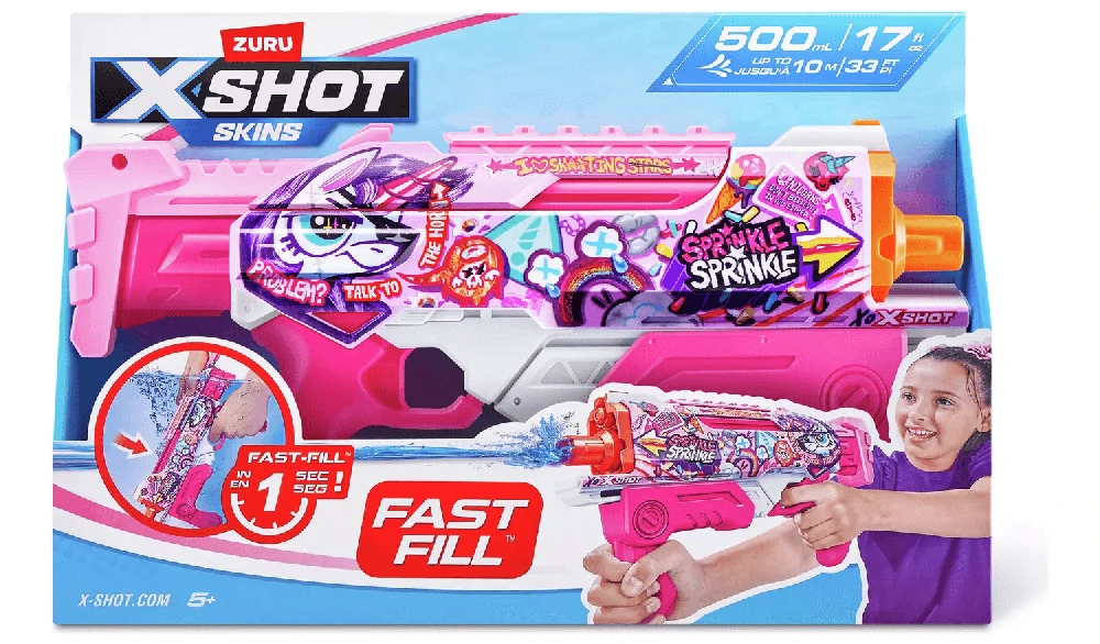 XSHOT vandens šautuvas Fast-Fill Skins Rožinė Party, 118135(11854E)
