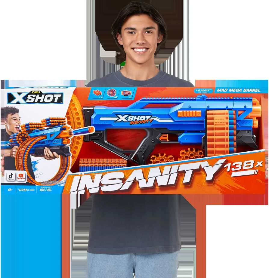 XSHOT žaislinis šautuvas Mad Megga Barrel Blaster Insanity, 1 serija, 36609