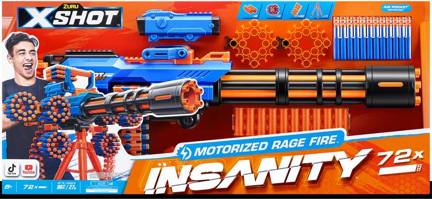 X-SHOT žaislinis šautuvas Motorized Rage Fire Insanity, 1 serija, 36605