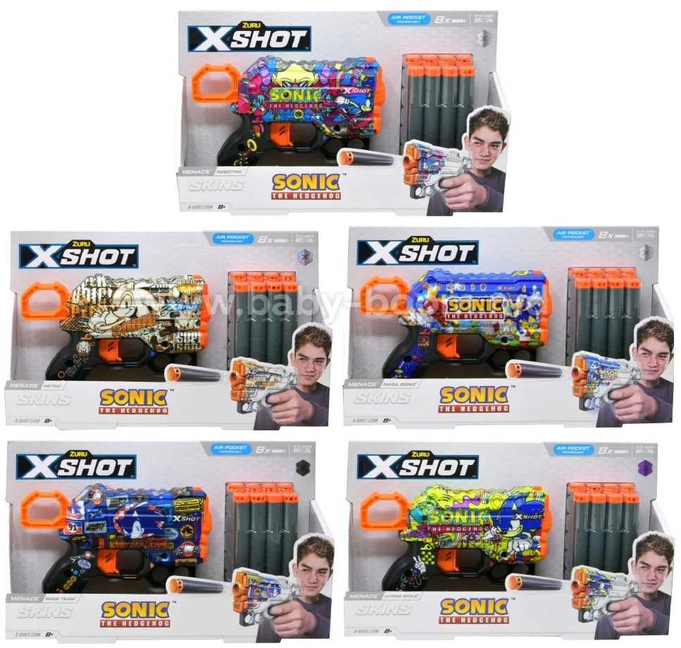 XSHOT žaislinis šautuvas Sonic The Hedgehog 8vnt., asort., 36679