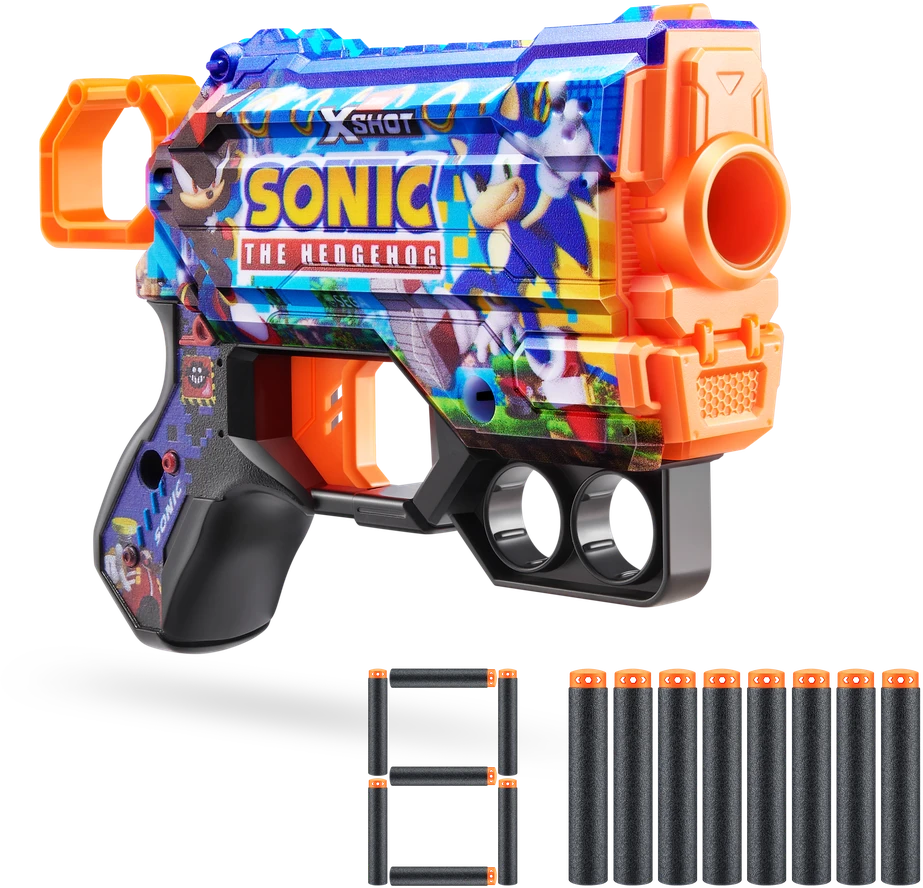 XSHOT žaislinis šautuvas Sonic The Hedgehog 8vnt., asort., 36679