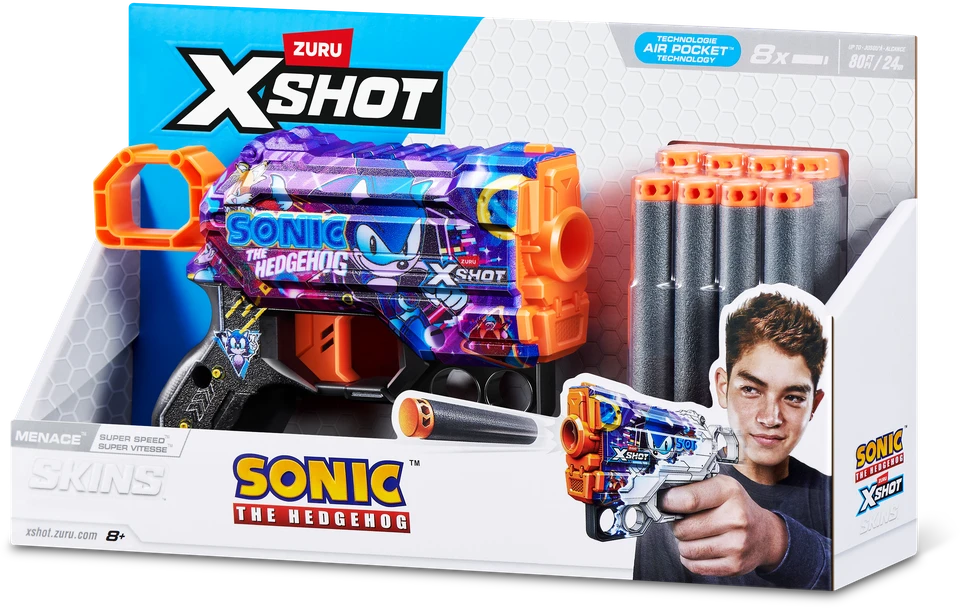 XSHOT žaislinis šautuvas Sonic The Hedgehog 8vnt., asort., 36679