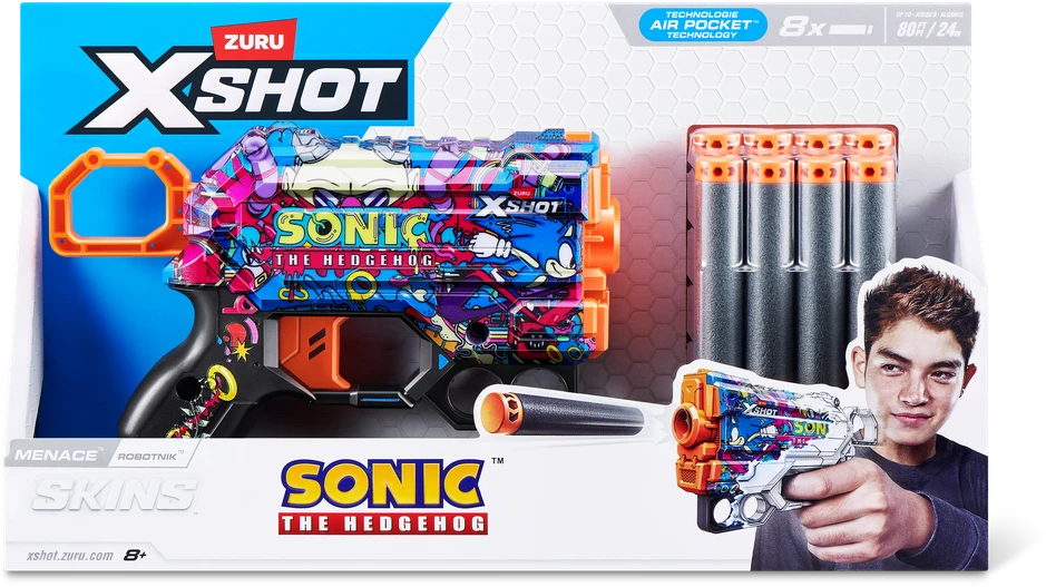 XSHOT žaislinis šautuvas Sonic The Hedgehog 8vnt., asort., 36679