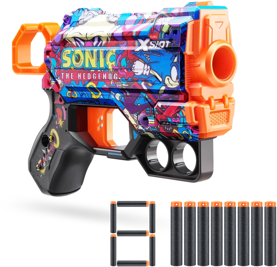 XSHOT žaislinis šautuvas Sonic The Hedgehog 8vnt., asort., 36679