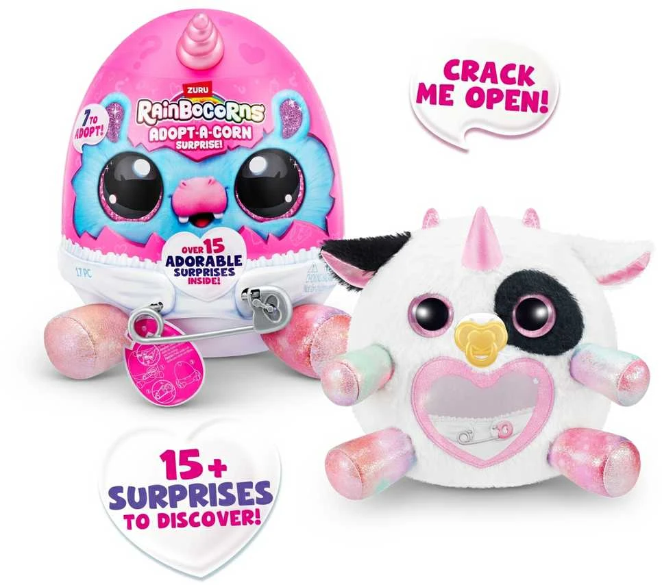 Zuru RAINBOCORNS pliušnis žaislas su aksesuarais Adopt-A-Corn Surprise, 1 serija, asort., 92105 aprašymas - Prekės nuotrauka