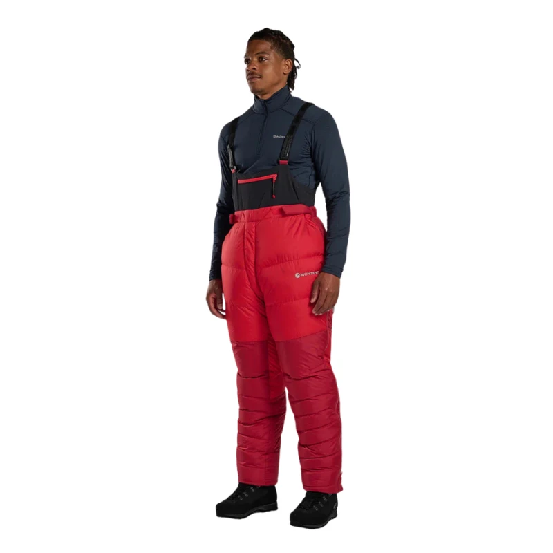 Pūkinės kelnės Montane Apex 8000 Down Salopettes - Raudona - L