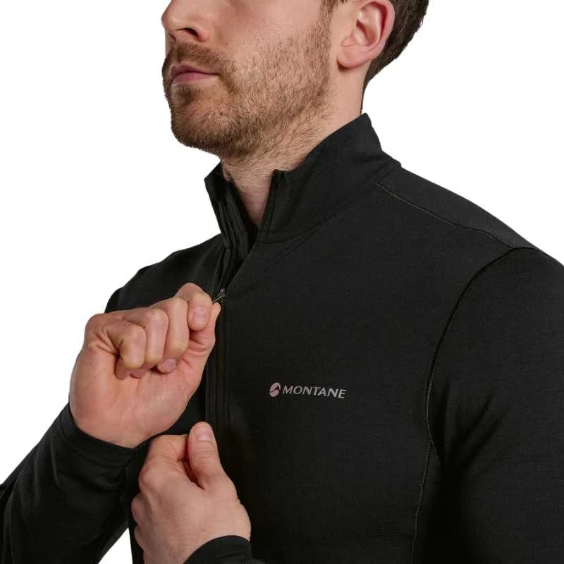 Vyriški termo marškinėliai Montane Malli LS Zip T Shirt - Juoda - XL