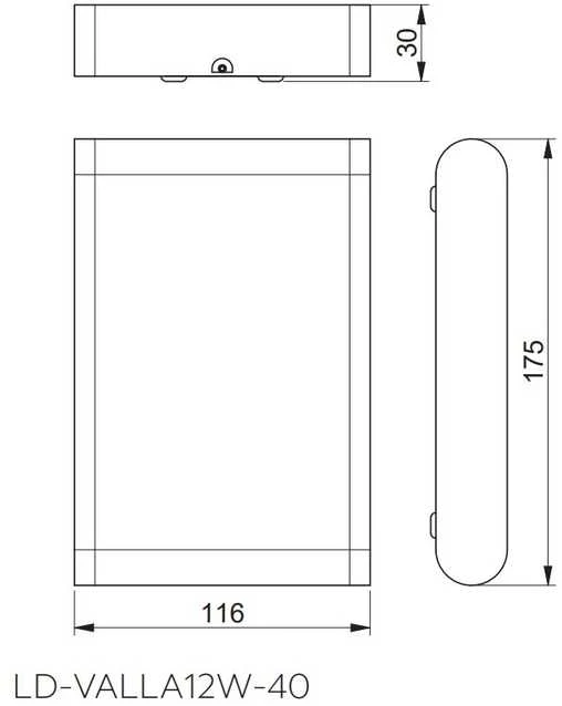 GTV Fasadinis šviestuvas dvikryptis LED VALLA, 12W, 960lm, AC220-240V, 50/60Hz, IP54, 4000K