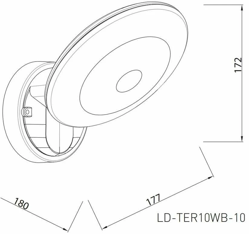 GTV LED fasado šviestuvas TERRO, 10W, 1200lm, IP54, AC220-240V, 50/60Hz, 4000K, juodas, LD-TER10WB-10
