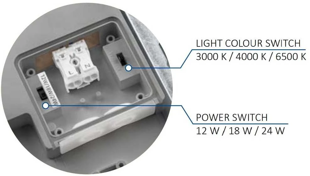 Lubinis šviestuvas GTV MARS LED 9in1 Ceiling Lamp, 24/18/12W, 100lm/W, CCT, AC220-240V, IP65, baltas