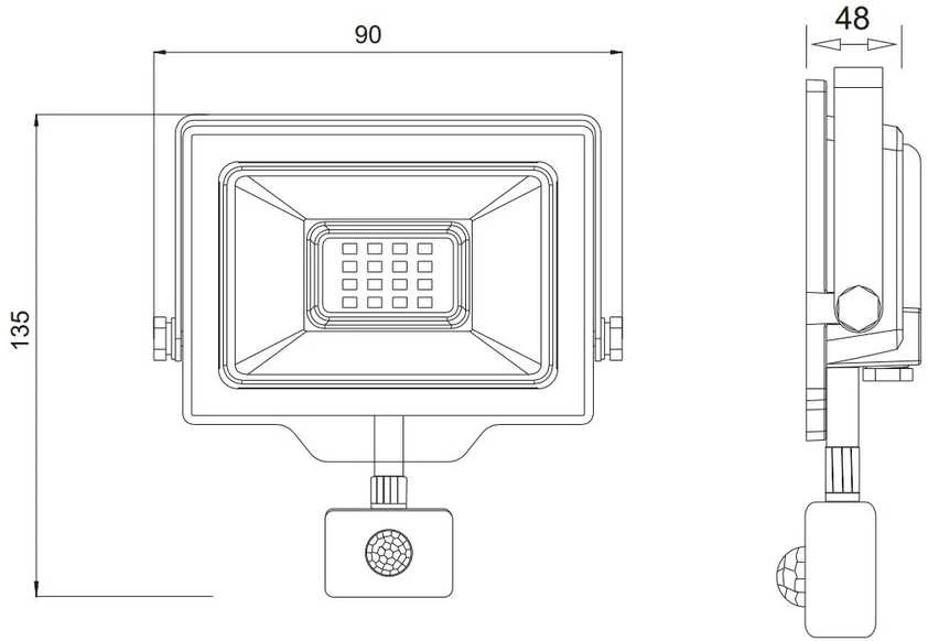 GTV G-TECH LED prožektorius su judesio jutikliu, 10 W, 1000 lm, AC220-240 V, 50/60 Hz, PF>0,9,