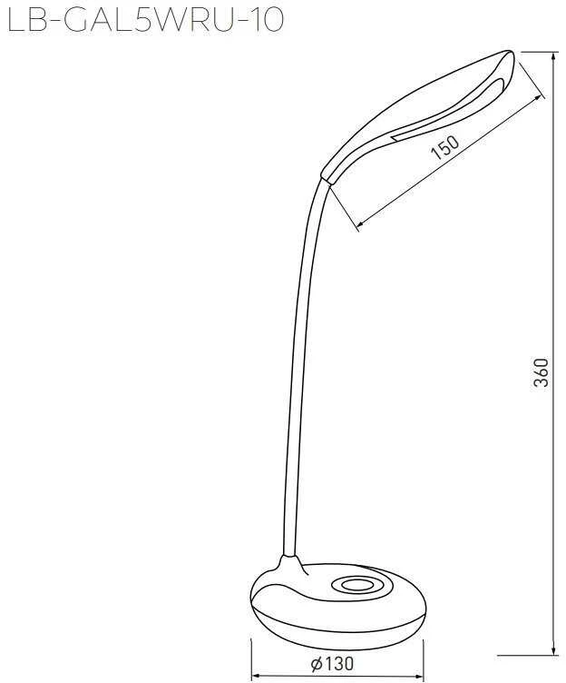 GTV Stalinė lempa GALACTIC LED, 5W, 240lm, 5V DC, 4000K, RGB pagrindas, USB įkrovimas, baltas