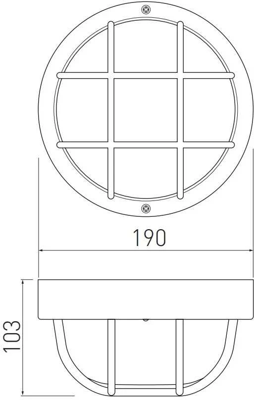 Lubinis šviestuvas GTV Priekinis šviestuvas IBIZA su grotelėmis, maks. 40 W, E27, AC220-240 V, 50-60 Hz, IP44, AB