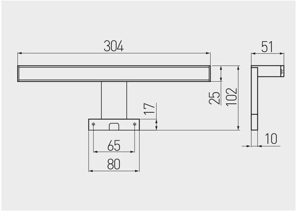 Sieninis šviestuvas GTV LED šviestuvas Catania 600mm, 12W, AC220-240V, 50/60Hz, 4000K, IP44, RA >80, 960lm, baltas