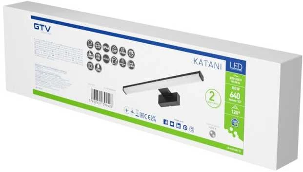 Sieninis šviestuvas GTV LED šviestuvas Catania 400mm, 8W, AC220-240V, 50/60Hz, 4000K, IP44, RA >80, 640lm, juodas