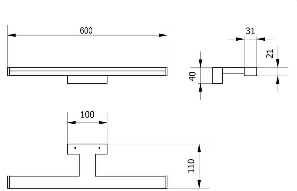 Sieninis šviestuvas GTV LED šviestuvas Catania 600mm, 12W, AC220-240V, 50/60Hz, 4000K, IP44, RA >80, 960lm, juodas