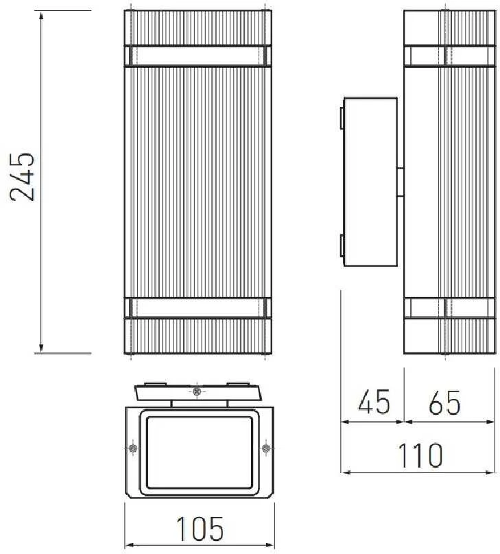 GTV Dviejų krypčių sieninis šviestuvas NESSA, GU10, MAX.2x50W, IP54, AC220-240V, 50/60Hz, juod