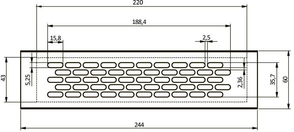 GTV Ventiliacinės grotelės 245 x 60 mm, auksines spalva