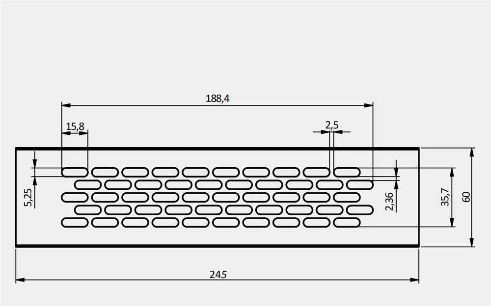 GTV Ventiliacinės grotelės, 245 x 60 mm, šlifuoto plieno spalva
