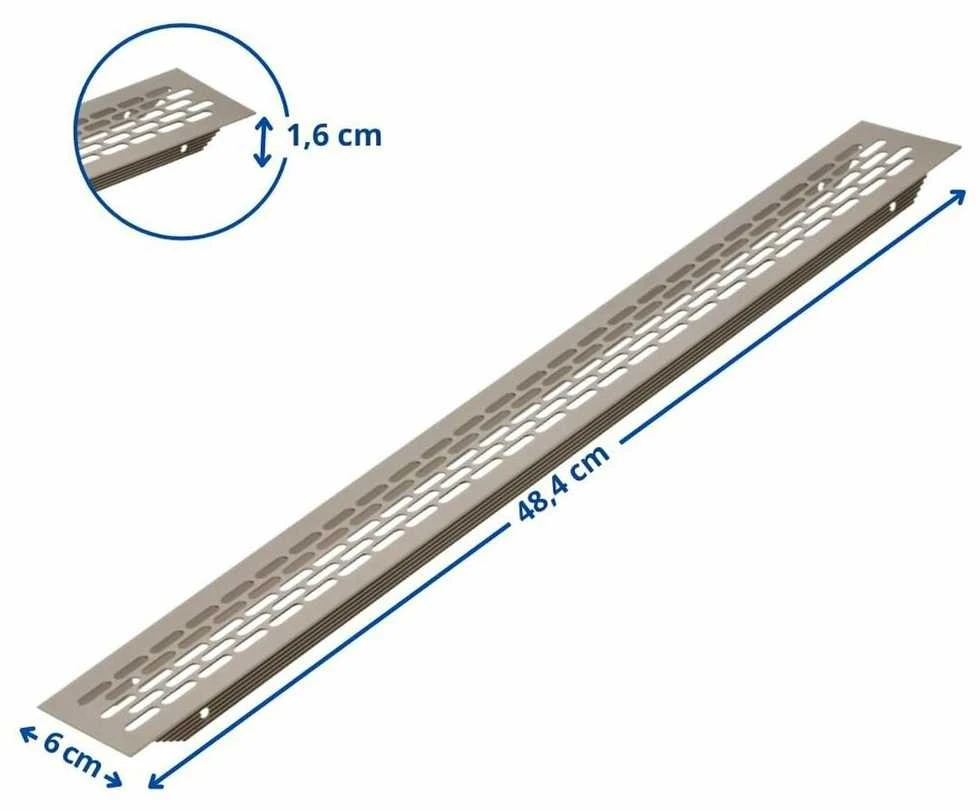GTV Ventiliacinės grotelės 480 x 60mm, šviesaus antracito spalvos