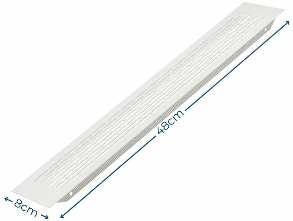 GTV Ventiliacinės grotelės, 480 x 80 mm, baltos spalvos