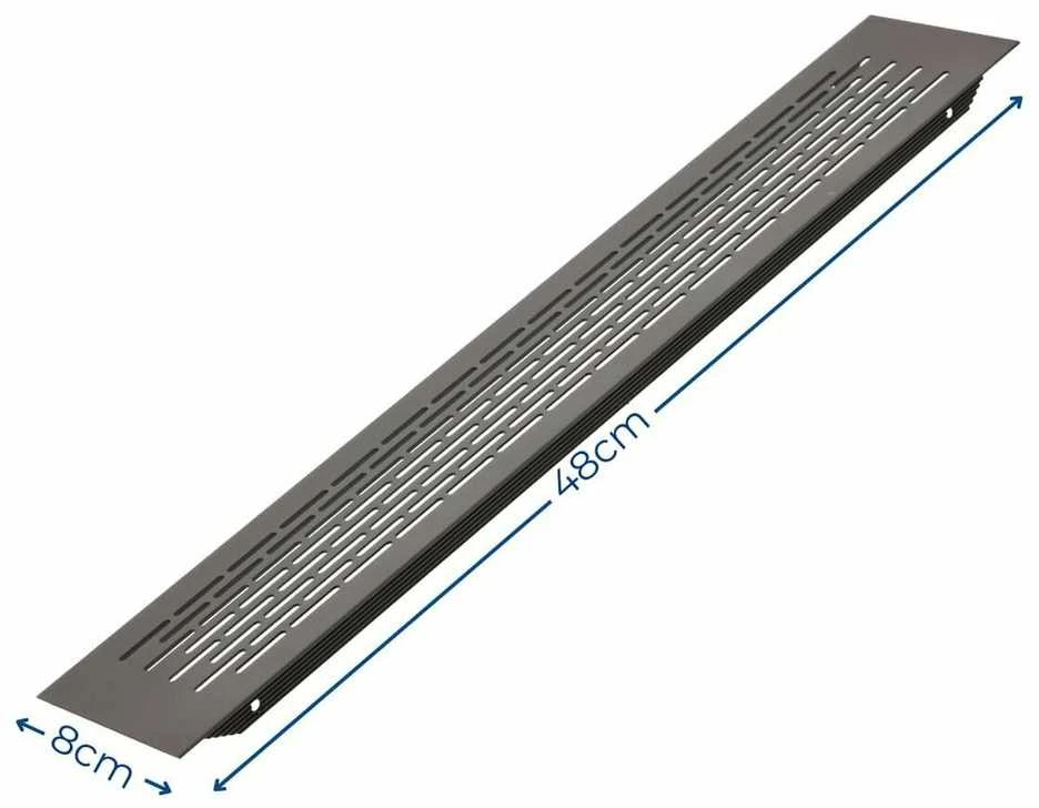 GTV Ventiliacinės grotelės, 480 x 80 mm, juodos spalvos