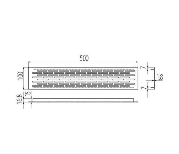 GTV Ventiliacinės grotelės , 500 x 100 mm, nerūdijančio plieno efektas