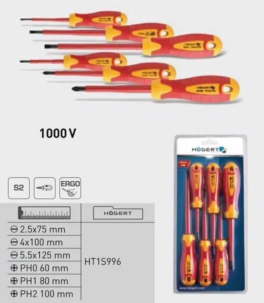 Atsuktuvų komplektas Hogert HT1S996; 6 vnt.