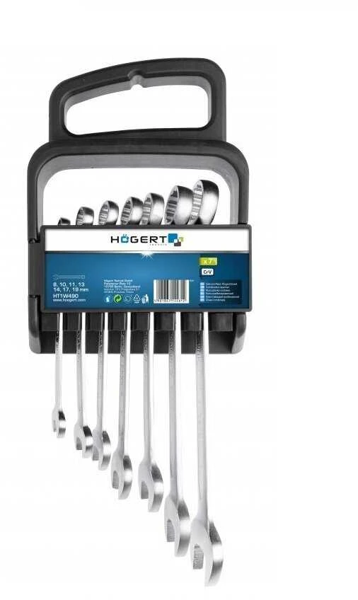 Raktų komplektas Hogert HT1W490; 8-19 mm; 7 vnt.
