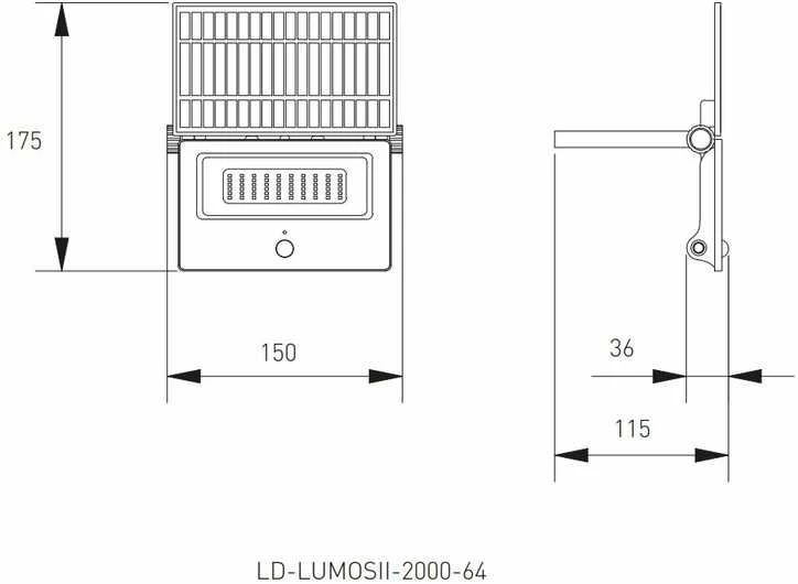 Hogert Pakraunamas lauko LED šviestuvas Lumos II, IP65, juodas, LD-LUMOSII-2000-64, GTV